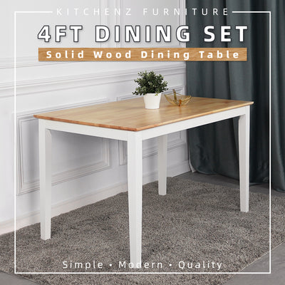 (EM) 4FT/5FT Modern Dining Table / Solid Wood Dining Table - HMZ-FN-DT-LALA-NO+WT