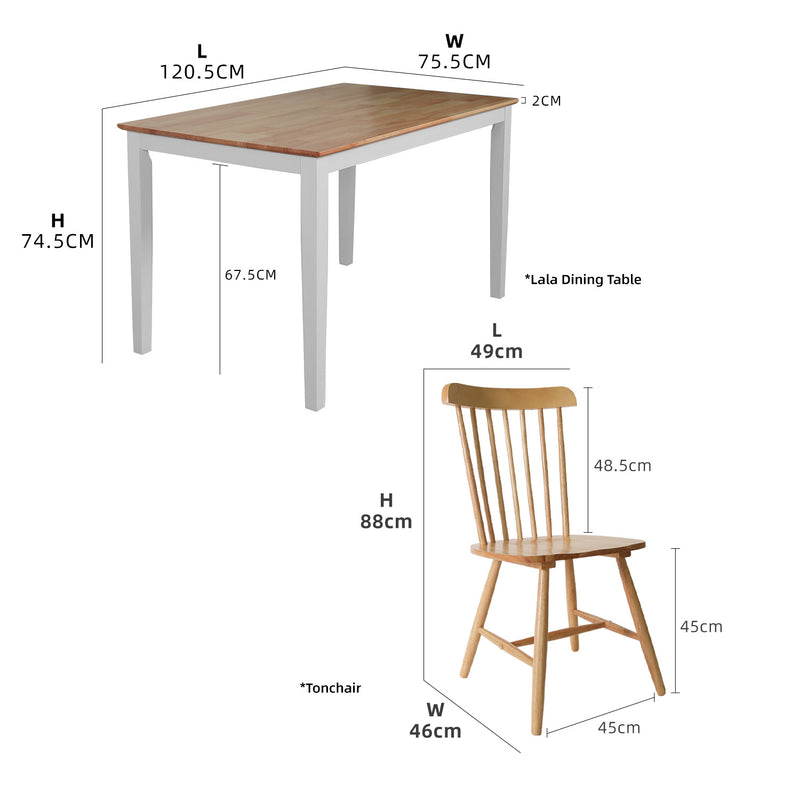 (FREE Shipping) 4 People Seater Dining Set with 1 Table Solid Wood 4 Chairs - Dining Set (1+4)