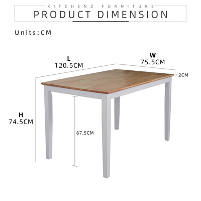 (EM) 4FT/5FT Modern Dining Table / Solid Wood Dining Table - HMZ-FN-DT-LALA-NO+WT