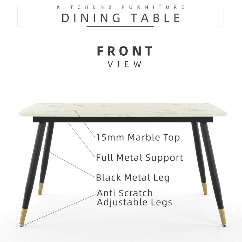 4 People Seater Modern Marble Dining Set with 1 Marble Table 4 Chairs-HMZ-FN-DT-T18(12070)-MB