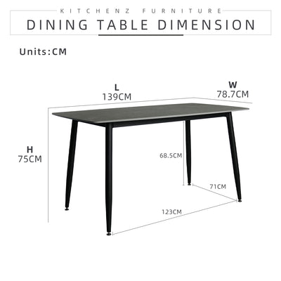 (EM) 4 People Seater Dining Set with 1 Porcelain (Ceramic)Table 4 Metal Leg Chairs - Dining Set (1+4)