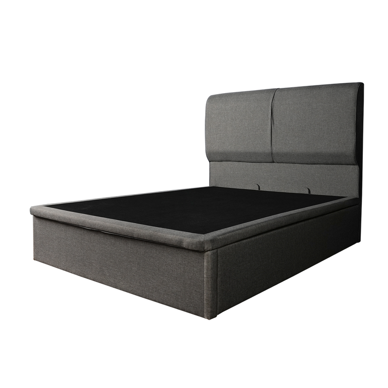 FREE Shipping FREE Installation Divan Queen Size Bed Frame Katil Queen High Headboard Linen Fabric Bed Frame with Pillow Type Hidden Storage