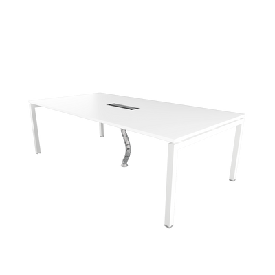 8FT 6-8 Person White Long Rectangular Large Conference Meeting Office Table-HMZ-FN-MTRSQ-WT