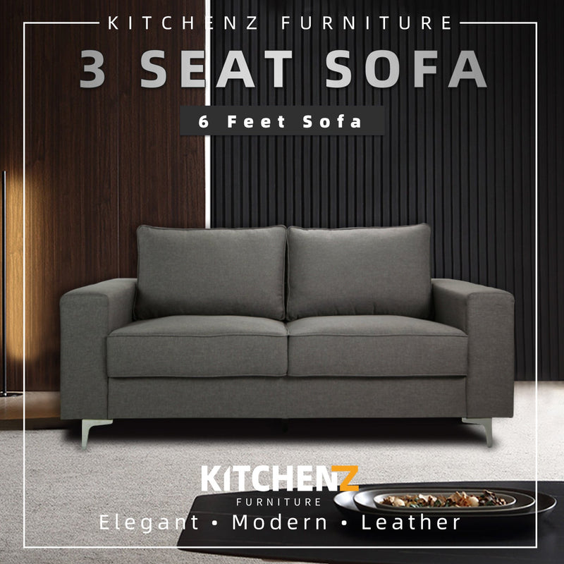 (EM) 6FT Modern & Simple 3 Seater Linen Fabric Sofa-HMZ-FN-SF-AE2656-3S