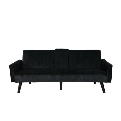 (EM) 6FT Foldable Sofa Bed 3 Seater Wooden Leg Linen Fabric Grey / Velvet Fabric Black / Blue / Grey -ESF4360/ESF4453