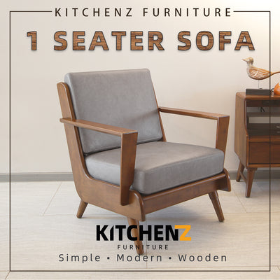 Legno Solid Wood Sofa Set 1+2+3 Seater with Grey Leathaire Cushion-HMZ-FN-SF-FJ2971B-WN+FJ2972B+FJ2973B