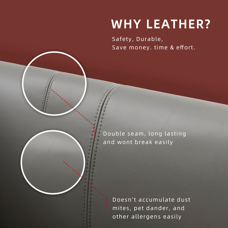 8.5FT Zevno L-Shape 3 Seater Genuine Leather Sofa / Chaise Sofa-HMZ-FN-SF-L988