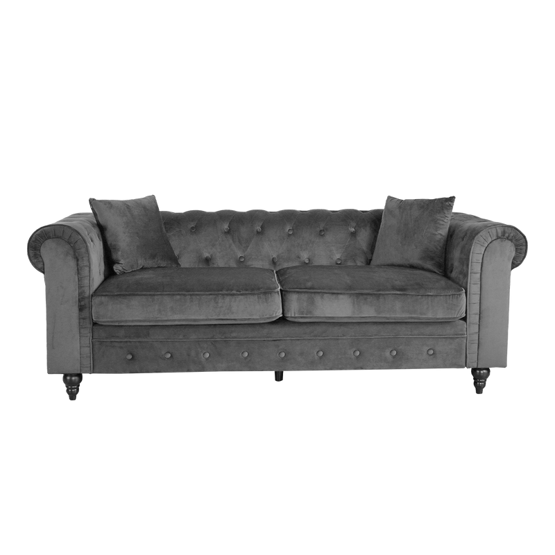 (FREE Shipping) Chesterfield Sofa Set 1+2+3 Seater Without Pillow / Velvet Fabric / Modern Classic / Rubber Wood Legs-HMZ-FN-SF-17