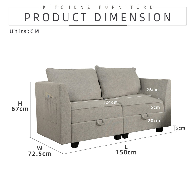 (FREE Shipping) Modular Sofa with Combination / Sofa Bed / L-Shape / 1-4 Seater / Grey / Brown - HMZ-FN-SF-S2990