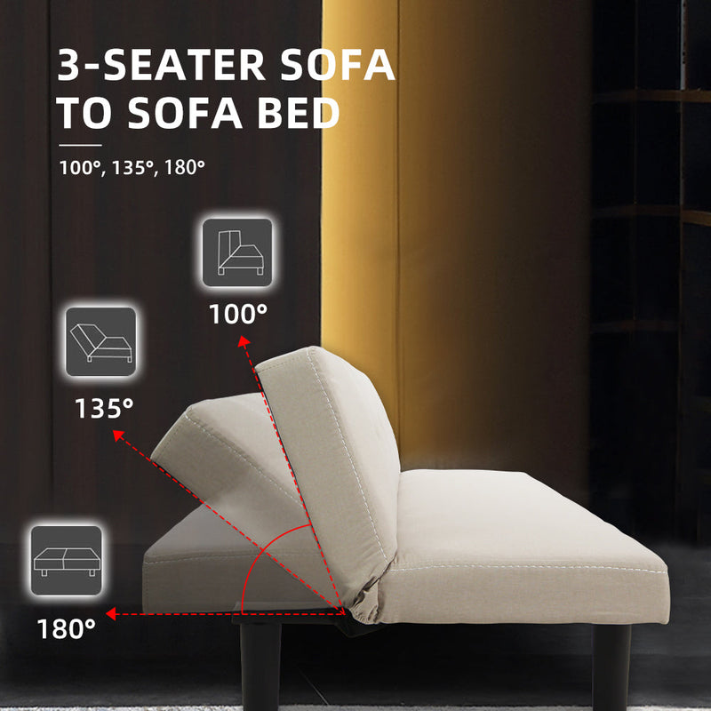 (EM) 3 Seater Linen Fabric Foldable Sofa / Sofa Bed-HMZ-FN-SF-X190A