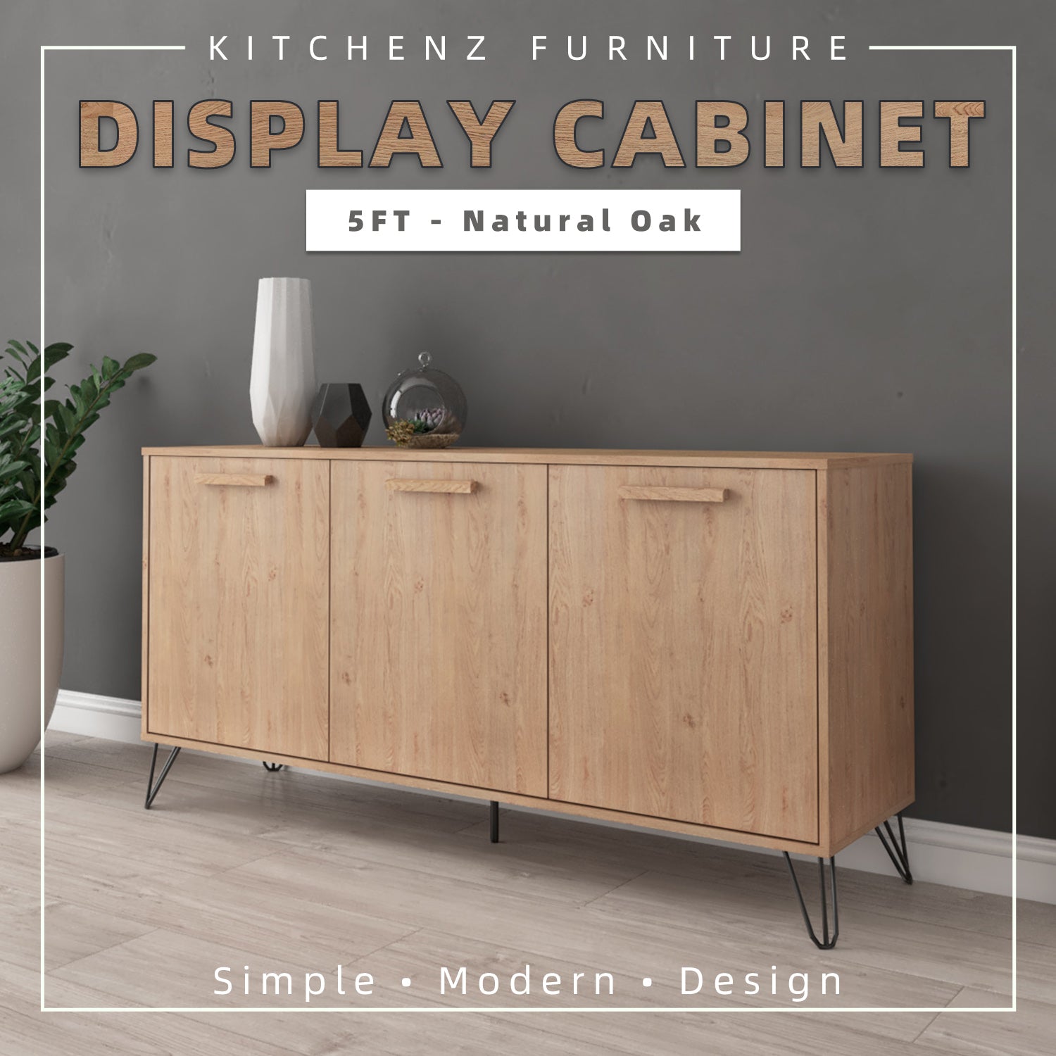 5FT Chester Series Display Cabinet With Door Kabinet Display Shoe Rack ...