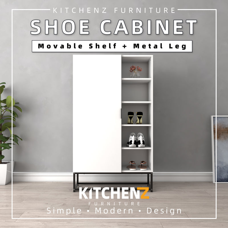 4FT Neva Series Shoe Cabinet with Black Metal Leg-HMZ-FN-SR-N1370-WT