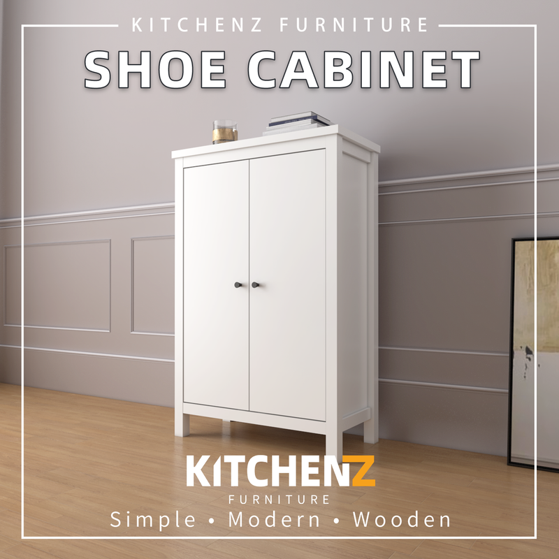2.6FT Paisley Series Shoe Cabinet Modernist Design / Storage Cabinet with Plastic Wood Leg-HMZ-FN-SR-P1230-WT