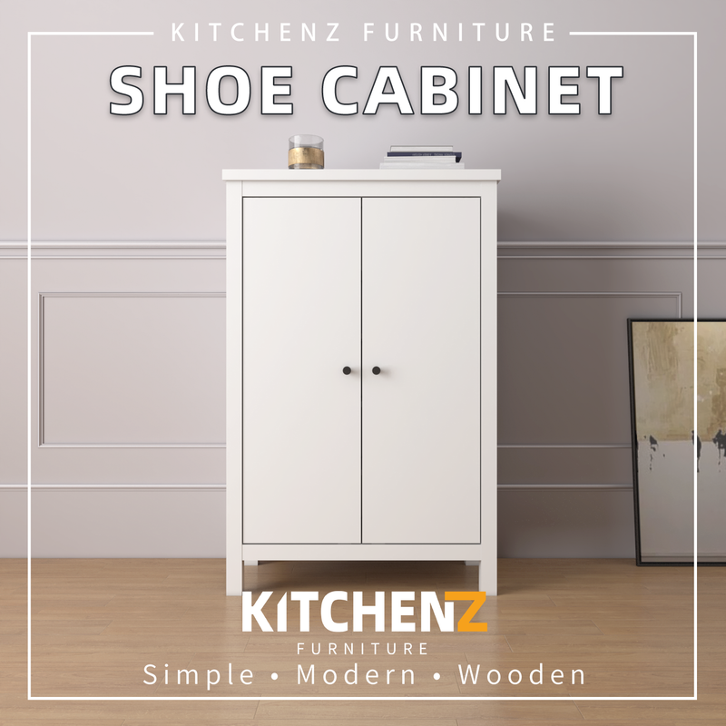 2.6FT Paisley Series Shoe Cabinet Modernist Design / Storage Cabinet with Plastic Wood Leg-HMZ-FN-SR-P1230-WT