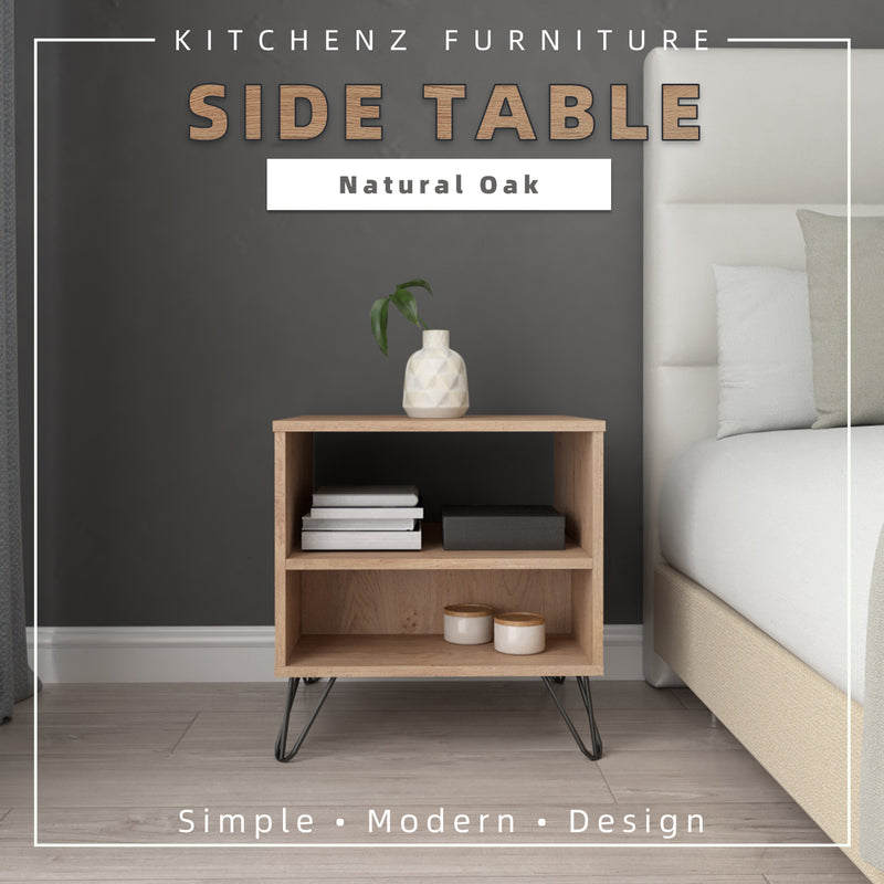 (EM) 1.6FT Chester Series Side Table Bedroom Open Storage Bedside Table Meja Sisi Meja Kecil Metal Leg-HMZ-FN-ST-C5248-OAK