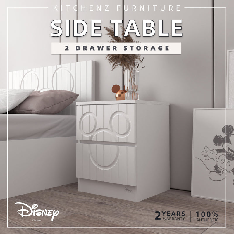 1.3FT Disney Series Side Table with 2 Drawers Storage 100% Authentic Bedside Table Meja Sisi Kecil Mickey-HMZ-FN-ST-D164-WT