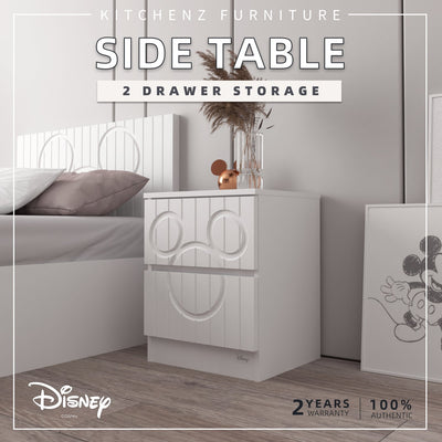 (EM) 1.3FT Disney Series Side Table with 2 Drawers Storage 100% Authentic Bedside Table Meja Sisi Kecil Mickey-HMZ-FN-ST-D164-WT