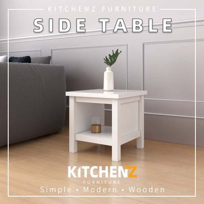 1.5FT Paisley Series Side Table Modernist Design with Plastic Wood Leg / Meja Sisi - HMZ-FN-ST-P4848-WT