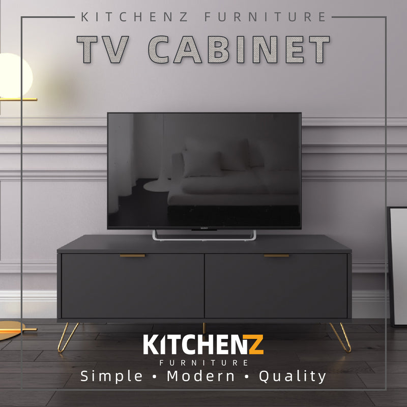 4FT Stellate Series Tv Cabinet Modern Design / Tv Rack / Console with Metal Leg - HMZ-FN-TC-1200-DGY