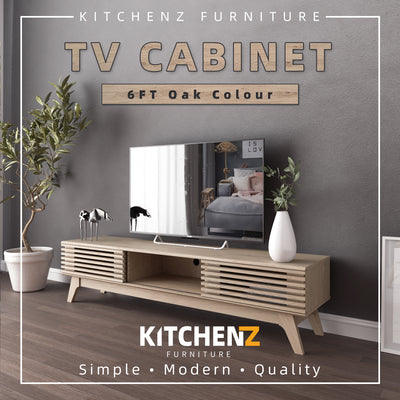6FT Aoki Series TV Cabinet Solid Board with Wooden Leg-HMZ-FN-TC-E2252