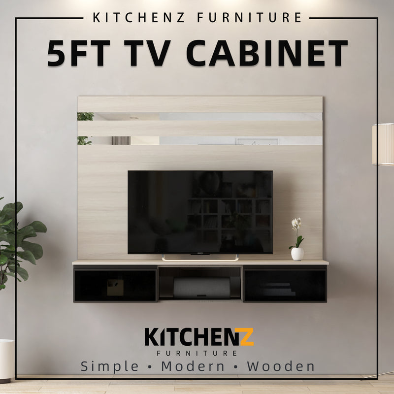(FREE Shipping & FREE Installation) 5/6FT Wall Cabinet Tv Cabinet Tv Console Rak Tv Kabinet Tv Almari-HMZ-FN-TC-T5525-NO/T5526-NO