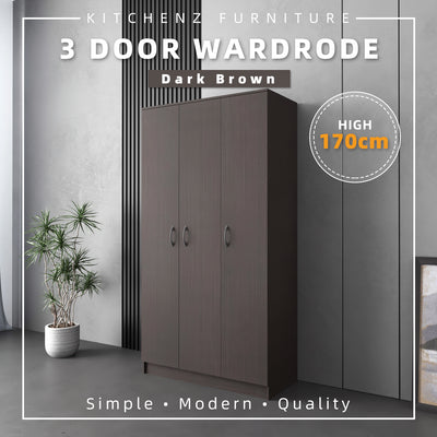 3FT 3 Door Wardrobe Solid Board with 6 Shelves- HMZ-FN-WD-6001/6021