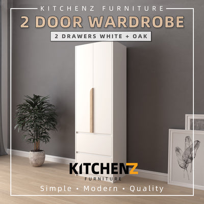 2FT 2 Door Wardrobe with 2 Drawers Particle Board-HMZ-FN-WD-S3012 / S4012