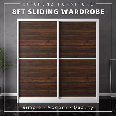 (FREE Shipping & FREE Installation) 8FT Melamine Sliding Wardrobe Set / Side Table / Dressing Table