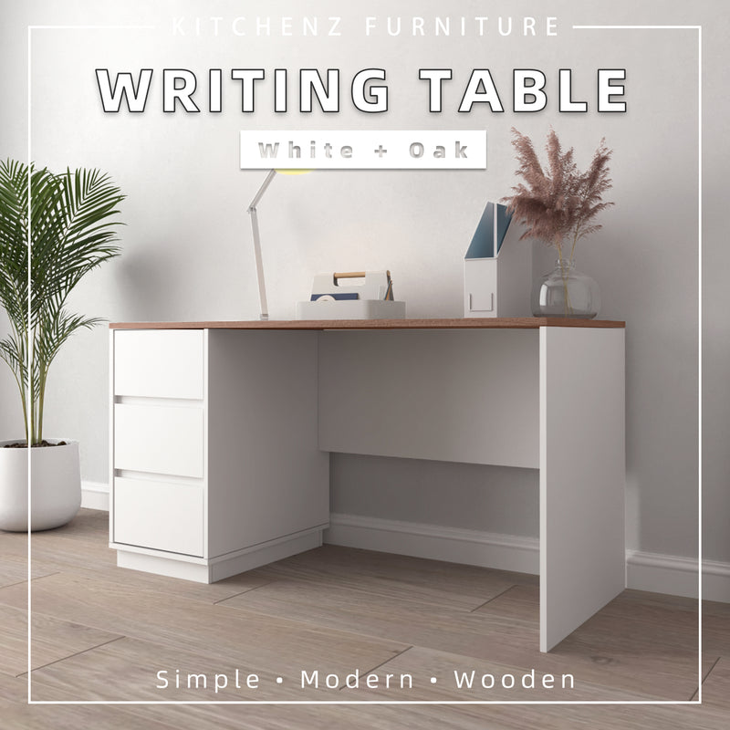 4.5FT Austral Series Writing Table with 3 Drawer Storage Office Study Table - HMZ-FN-WT-AU0008-WT