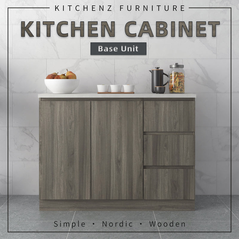[FREE SHIPPING] 3.9FT Doterra Series Kitchen Cabinets Base Unit Kitchen Storage Drawer Storage Kabinet Dapur-KBC-MFCD9023-CC+MW