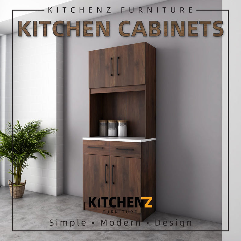 (EM) 2.6FT Ventura Series Kitchen Cabinets / Kitchen Storage / Kitchen Tall Unit-HMZ-KC-MFC2080-WN