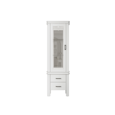 1.9FT Isabella Series 1 Door Glass Display Cabinet with 2 Drawers-DC-I7282-WT