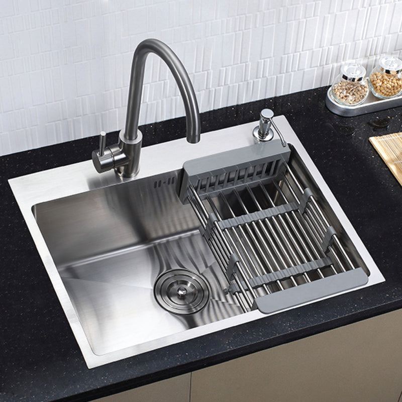 SUS304 Stainless Steel Handmade Single Bowl Kitchen Sink-KZ-HKS-SB-305040-S