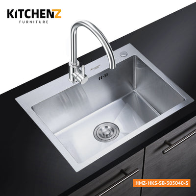 SUS304 Stainless Steel Handmade Single Bowl Kitchen Sink-KZ-HKS-SB-305040-S