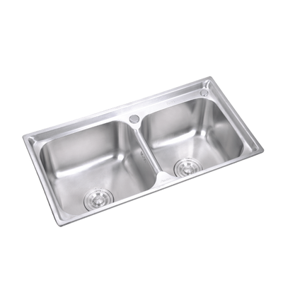 SUS304 Stainless Steel Double Bowl Kitchen Sink-KZ-KS-DB-308143-S