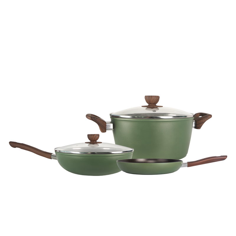 Cookware Set of 7 Non-Stick 4.5mm Cookwares Wok Pan Pot Set-KZ-KW-NSFY-SET