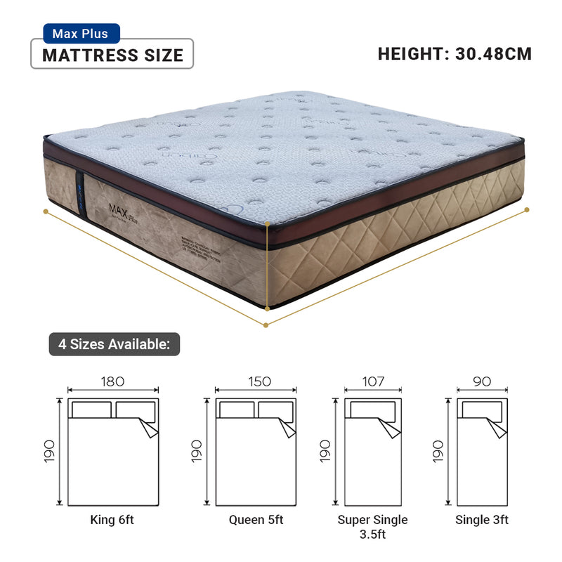 (FREE Shipping) 12inch SpinaRez Max Plus Mattress Hybrid Spring Mattress-Spinarez-MaxPlus-S