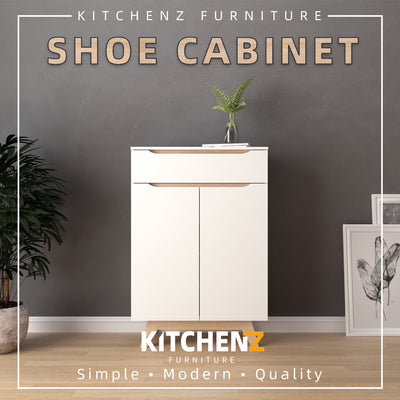 3FT Simona Series Shoe Cabinet Particle Board with 1 Drawers 1 Door Shelves-HMZ-FN-SR-1186-WT