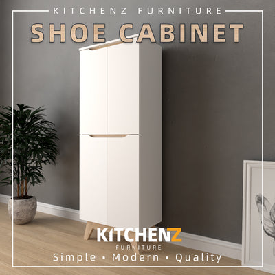 1.9FT Simona Series Shoe Cabinet Particle Board with 2 Doors 4 Movable Shelves-HMZ-FN-SR-1660-WT