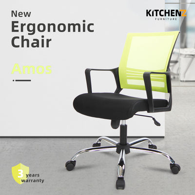 Amos Green Mesh Ergonomic Office Chair-HMZ-OC-MB-AMOS-GN+BK