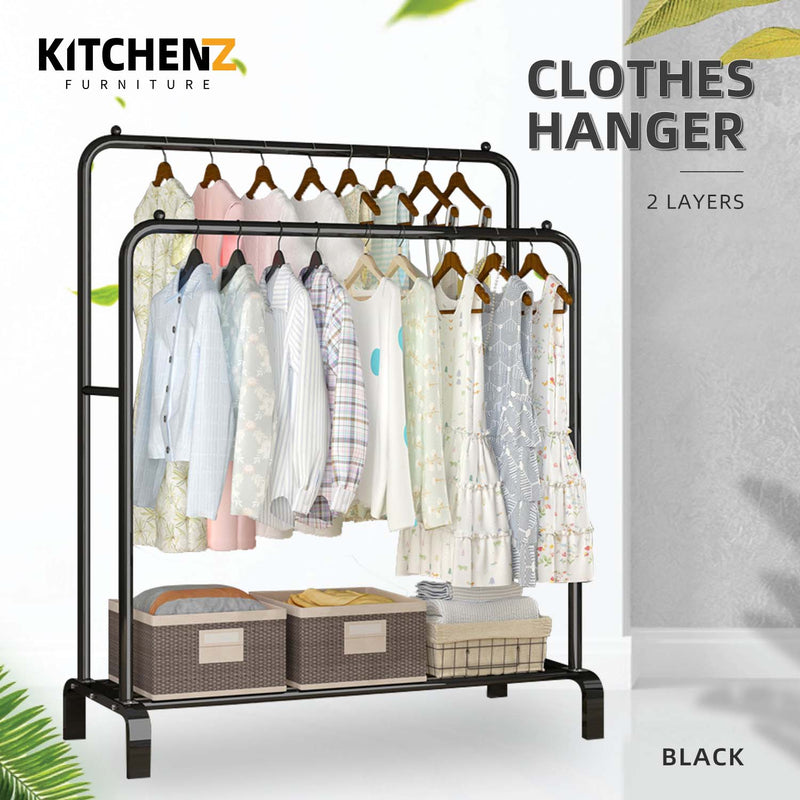 Anti Rust Clothes Hanger Metal Garment Rack with Bottom Shelves Indoor / Outdoor Drying Rack-HMZ-CH-SMR105