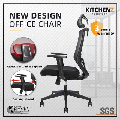 (EM) Joy High Back Mesh Ergonomic Office Chair-HMZ-OC-HB-JOY-H-BK+BK