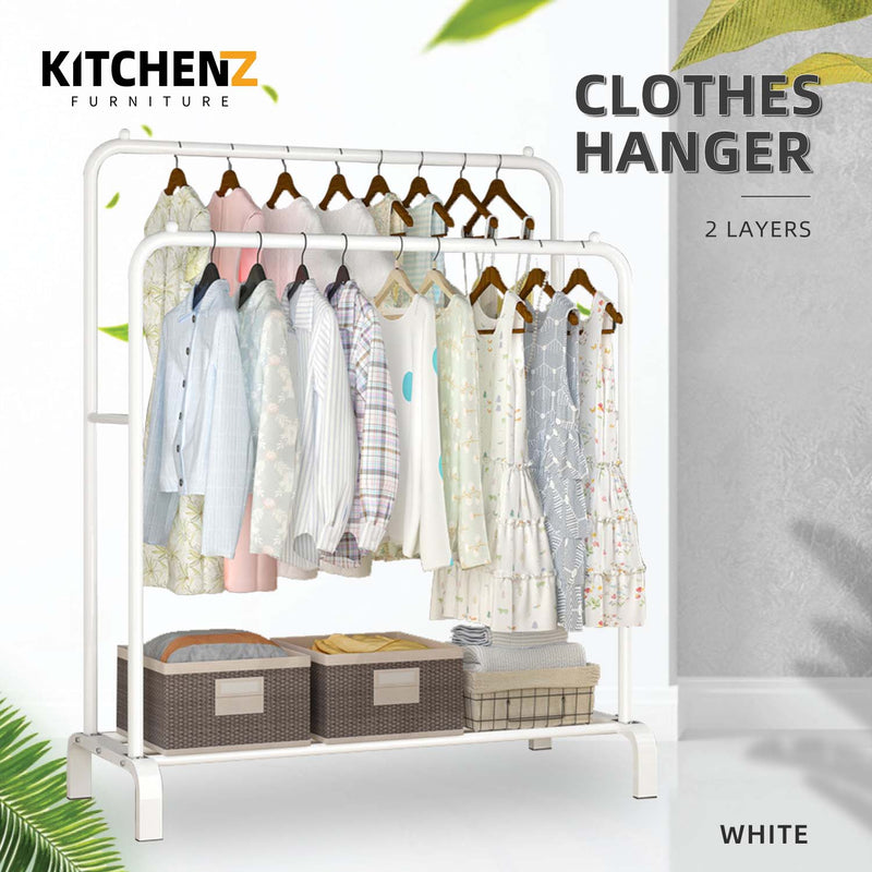 Anti Rust Clothes Hanger Metal Garment Rack with Bottom Shelves Indoor / Outdoor Drying Rack-HMZ-CH-SMR105