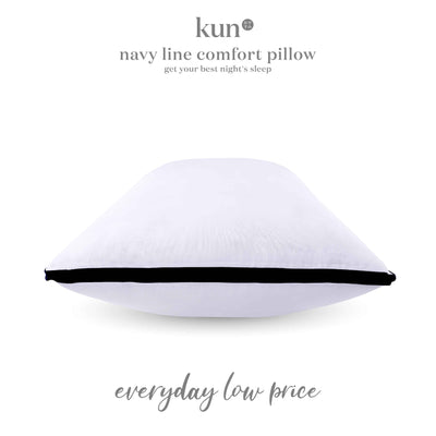 (EM) Kun Luxury Navy Line Comfort Pillow Filling 100% Cotton Fabric (1.4kg)-NAVY-1828