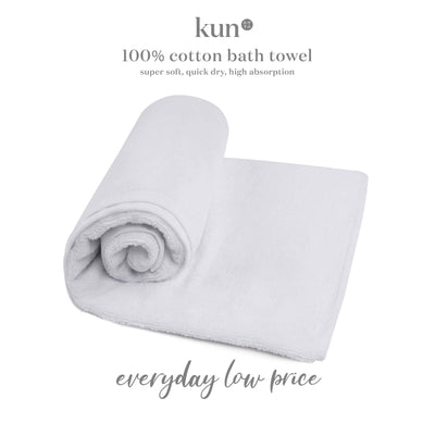 (EM) Kun 100% Natural Cotton Hotel Quality Thick Bath Towel / Tuala Tebal-BT-WHT-400G/600G