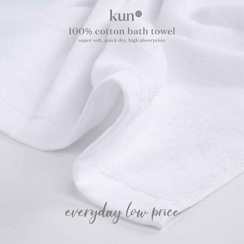 (EM) Kun 100% Natural Cotton Hotel Quality Thick Bath Towel / Tuala Tebal-BT-WHT-400G/600G