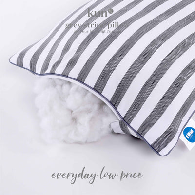 (EM) Kun Executive Grey Stripe Smooth Touch Fabric Premium Pillow / Bantal-STRIPE