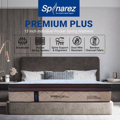 (FREE Shipping) 13inch SpinaRez Premium Plus Mattress Individual Pocket Spring Mattress-Spinarez-PremiumPlus