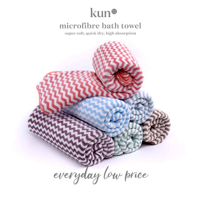 (EM) Kun High Absorbent, Quick Dry, Soft Microfiber Bath Towel with Design-BT-PINSTRIPE/ZIGZAG/Thick Stripe
