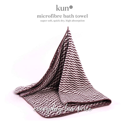 (EM) Kun High Absorbent, Quick Dry, Soft Microfiber Bath Towel with Design-BT-PINSTRIPE/ZIGZAG/Thick Stripe